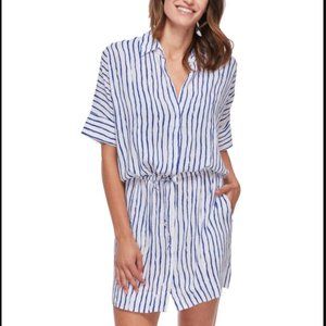 NWOT Sheryl Striped Short Sleeve Tunic Cover Up